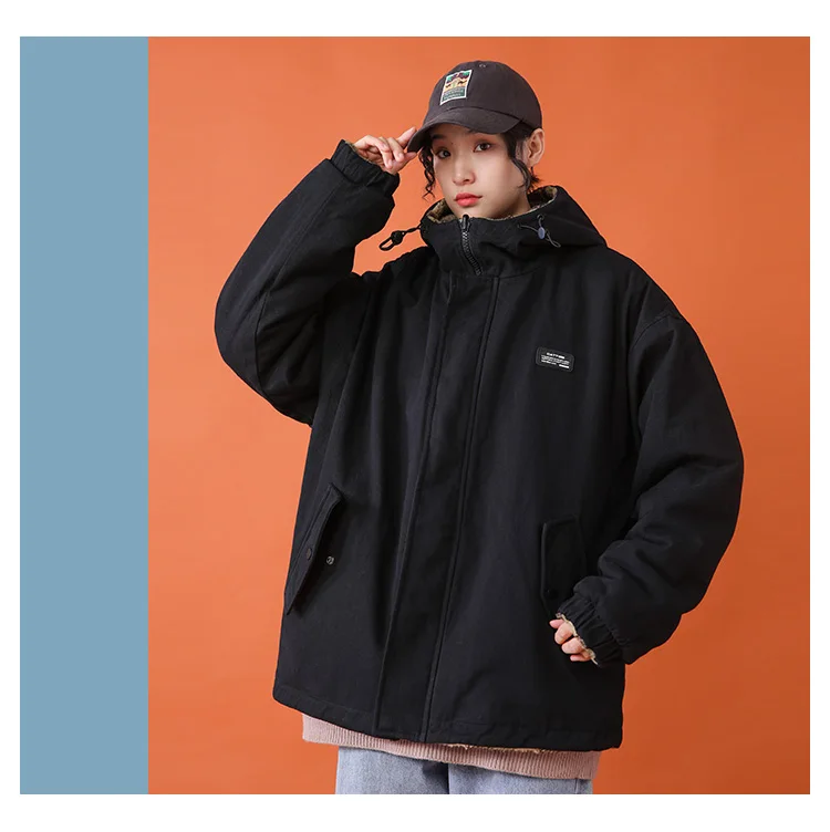 Lamb Hair Wearing On Both Sides Cotton Clothing Female Winter New Hooded Warm Tooling Lamb Hair Jacket Tide H00304