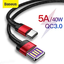 Baseus – câble USB type-c 40W 5A pour recharge rapide et transfert de données, cordon de chargeur USB-C pour Huawei P30 Mate 20/30 Pro 3.0