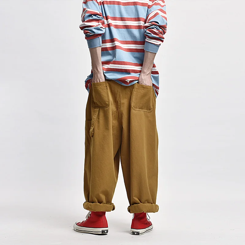 Canvas Wide leg Cargo Pants Men 
