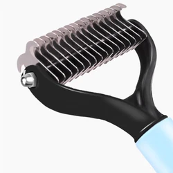 Dual-Sided Pet Grooming Comb for Effective Hair Removal and Tangle Smoothing (Blue)