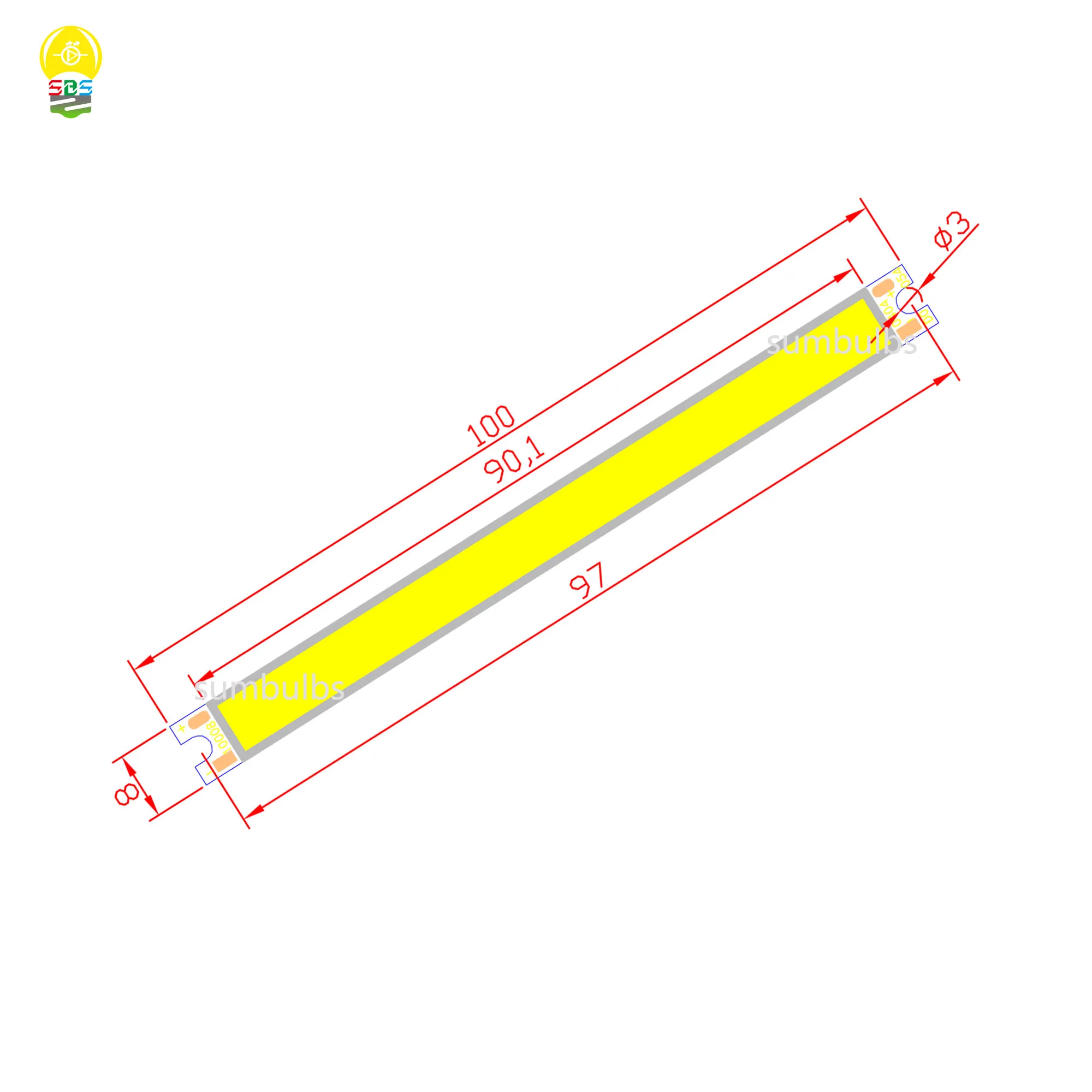 SUMBULBS DC 12V 5w cob led 스트립 바 광원 전구 led cob 차가운 자연 따뜻한 흰색 빨간색 녹색 파란색 DIY led 램프