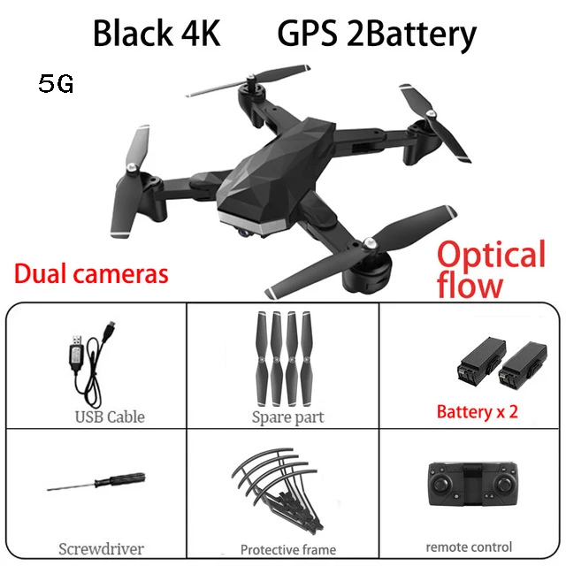 C53 gps Дрон с 4K HD камерой 5G wifi FPV RC Квадрокоптер складной Профессиональный вертолет БПЛА дистанционного управления подарок для детей - Цвет: Black 4k 5G gps 2B