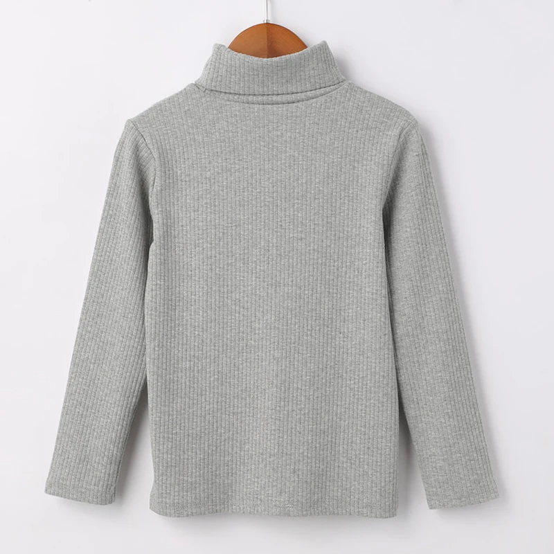 Fall Long Sleeve T-shirts for Kids Girls New Arrival Children Turtleneck Solid Color Tops Toddler Boys Clothes Pink Clothes