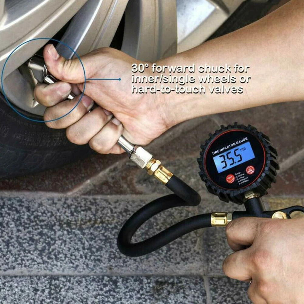 200PSI подсветка портативный шиномонтажный манометр цифровой дисплей Автомобильный мотоцикл Открытый универсальный грузовик алюминиевый сплав