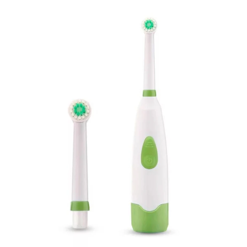 Green 1 набор, электрическая зубная щетка, 2 насадки для детей, с заботой, вращающаяся, с героями мультфильмов, для здоровья полости рта, Мягкая зубная щетка для детей - Цвет: Green
