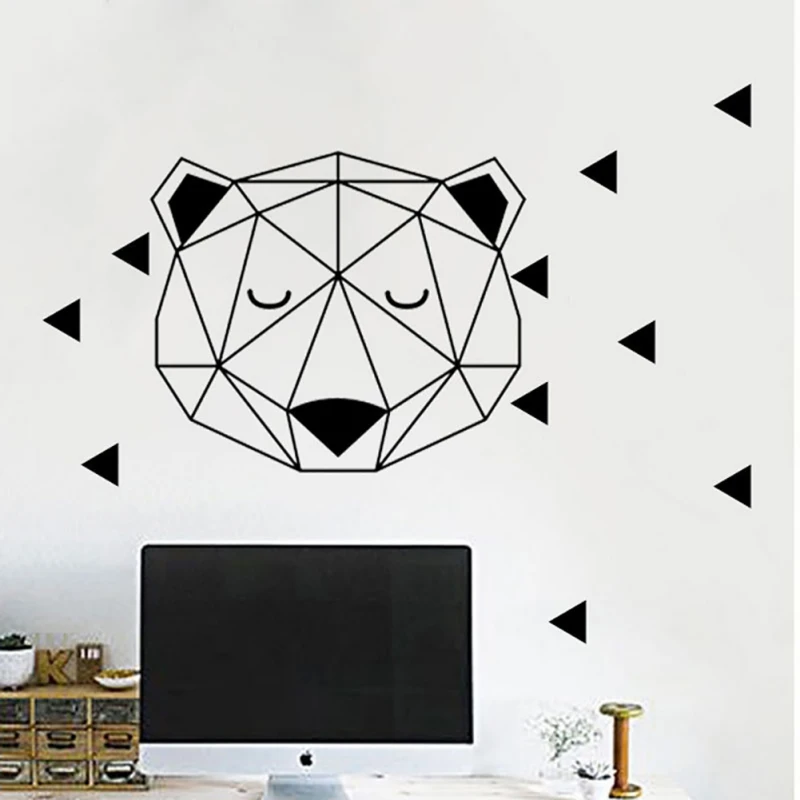 Мультяшные настенные наклейки с головой медведя 3D лесные животные ПВХ наклейка