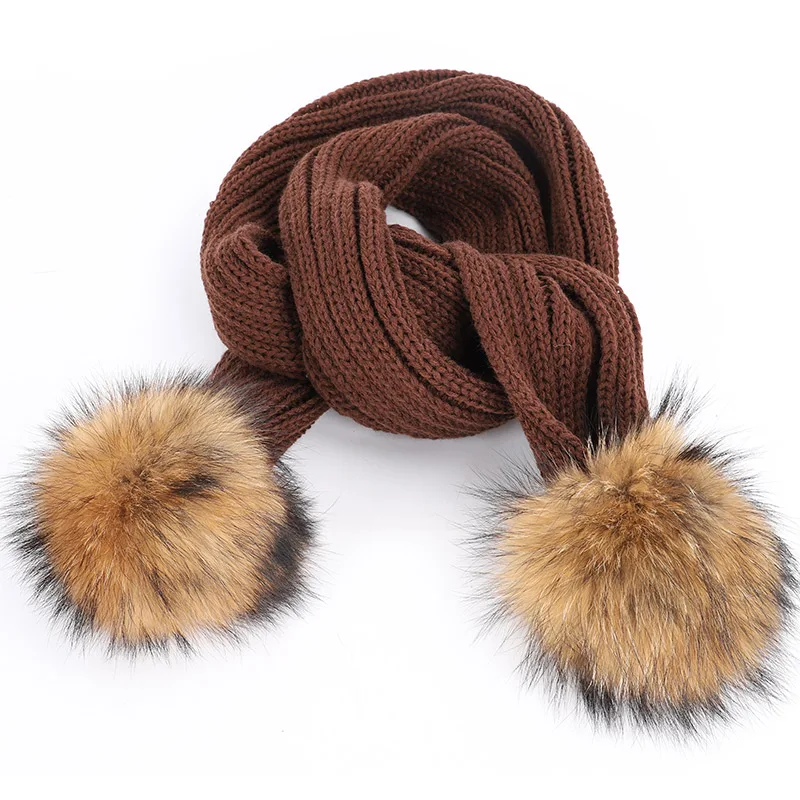 2019 новые модные женские помпон из меха енота вязаные шапочки наборы шарф шапка