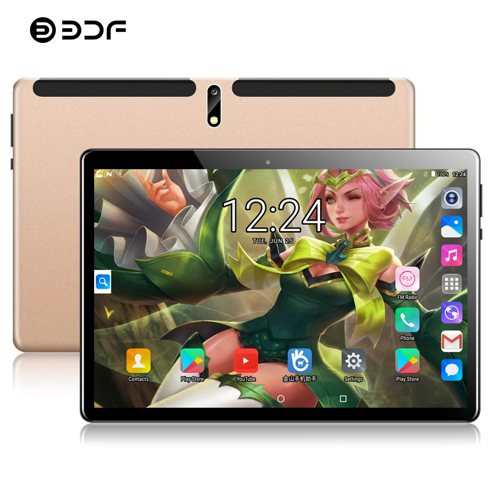 BDF Super Tempered 2.5D Glass Screen 4G LTE Phone 10 Inch Tablet Pc Ten Core 8GB RAM 128GB ROM 1280
