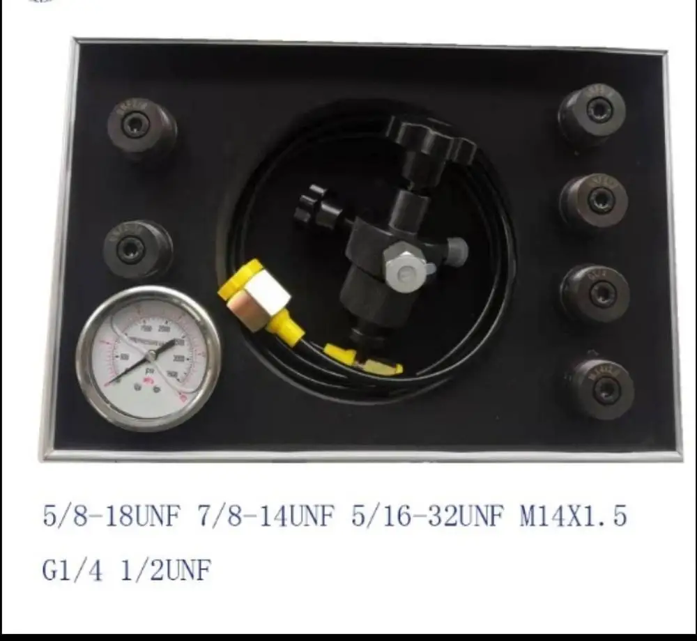 Hydraulic Accumulator Nitrogen Charging Fill Gas Valve Pressure Test Kit 250Bar Hydraulics Heavy