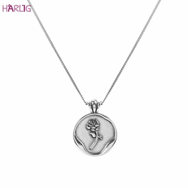 

Harlig sterling silver 925 antique finish silver color pendant necklace for women allergy free fashion jewelry trendy style