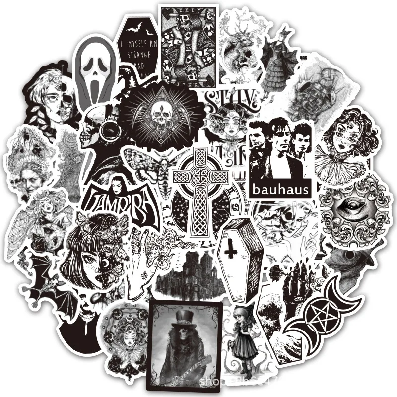 

50 Pcs Skeleton Skull Devil Punk Gothic Style Graffiti Stickers Waterproof PVC Sticker DIY Car Laptop Skateboard Luggage Guitar