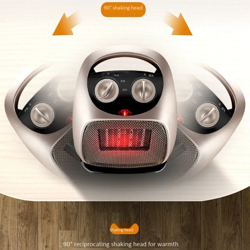Desk Fan Heater Portable High Power Warmer Hot Winter Electromechanical Heater US Plug
