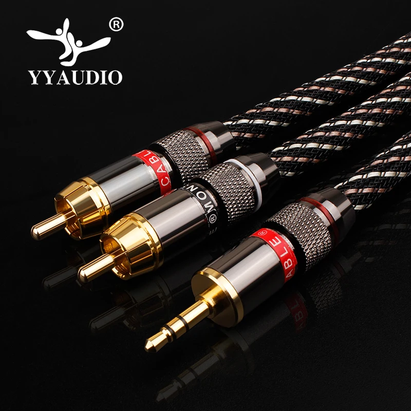 High-Quality Braided 3.5mm to Dual RCA Audio Cable (1m, 2m, 3m)