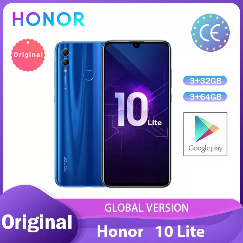 Смартфон Honor 10 Lite 3 + 32/128 ГБ Android 9 0 8 ядер 6 21 дюйма 2340*1080P 24 МП|Смартфоны| |