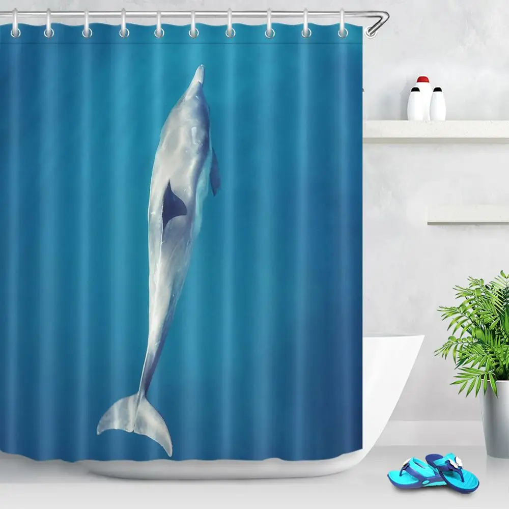 

Ocean Dolphin Shark Shower Curtain Waterproof Animal Bath Curtains Marine Polyester Fabric Curtain For Bathroom Accessories