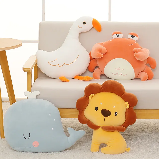 Kawaii Crab Lion Whale Goose Plush Toys Animals Doll Pillow Cushion Baby Kids Room Decoration Children Girls Birthday Gifts 1
