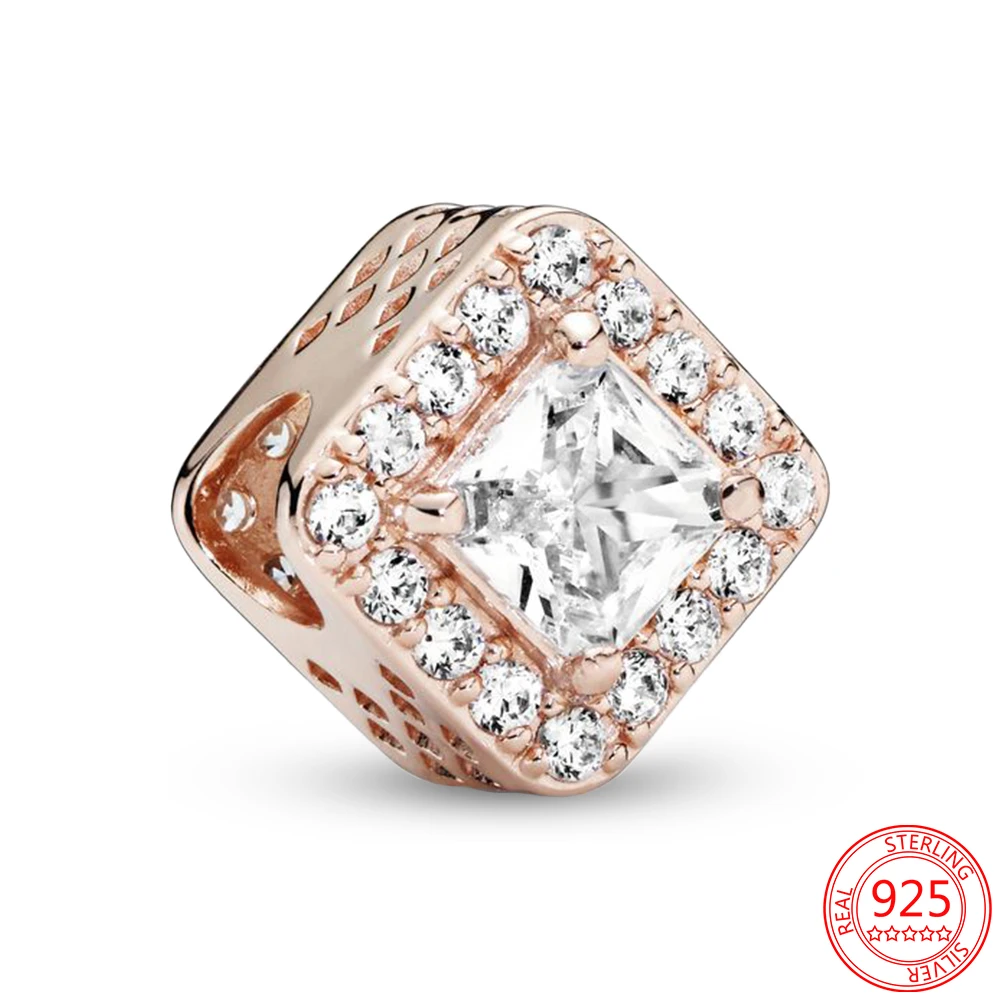 HOT 925 Sterling Silver Square Sparkle 