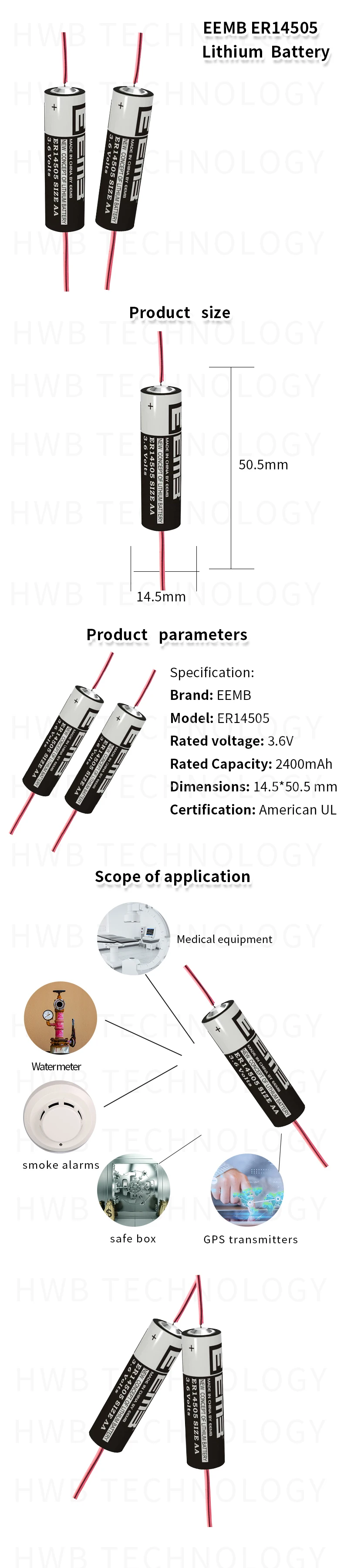 10X EEMB ER14505 AA 3,6 В 2400 мАч литиевая батарея ER14505 ленточная сварочная игла