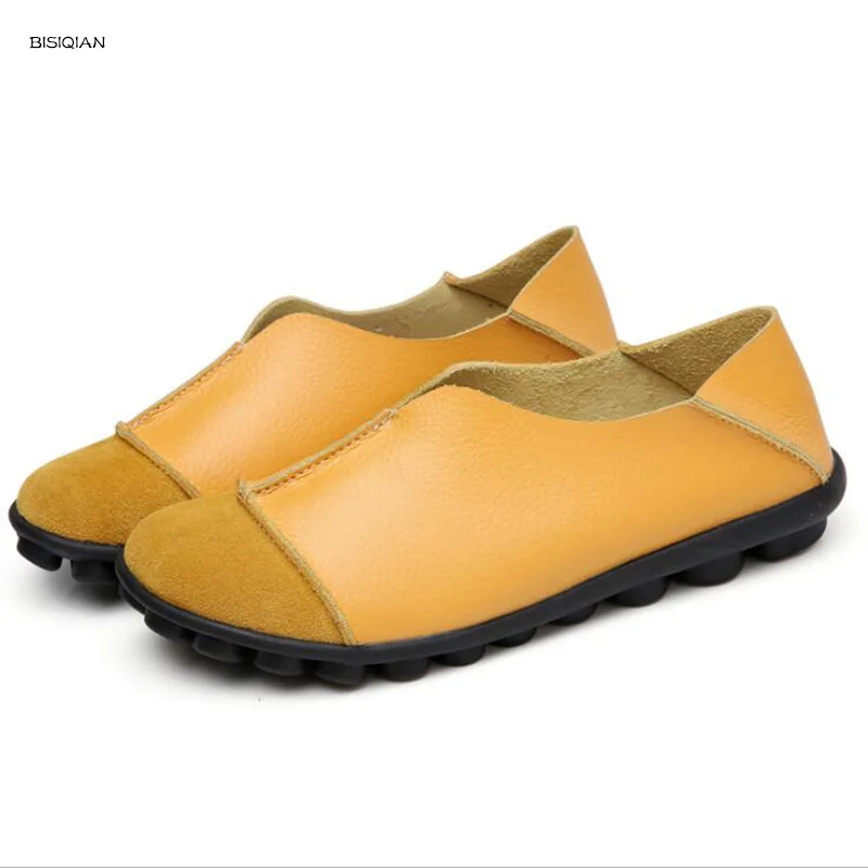 

Plus Size Women Shoes Flat Shoes Women Genuine Leather Loafers Nurse Slip On Women Flat Oxford Sapato Feminino Ballet Flats