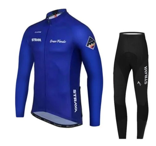 Long pants suit STRAVA navy blue Pro Team с длинным рукавом Майки для велоспорта Ropa Ciclismo Maillot велоодежда MTB Одежда для езды на велосипеде - Цвет: Long pants suit