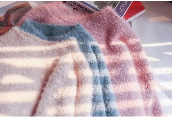 Autumn Winter Oversize Thick Mink Cashmere Sweater Poullovers Women Batwing Sleeve Female Casual Warm Fur Sweater Jumper