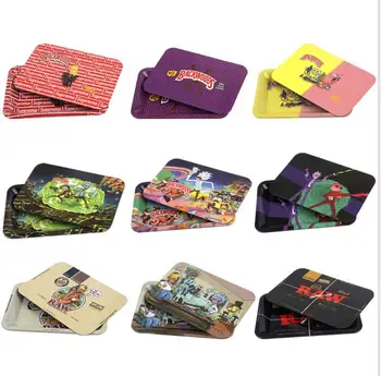 

10pcs/lot 180mm*120mm roll tray Herb Cigarette Paper Metal Rolling Tray Leakproof Magnetic Cover Tobacco Grinder Storage Lid