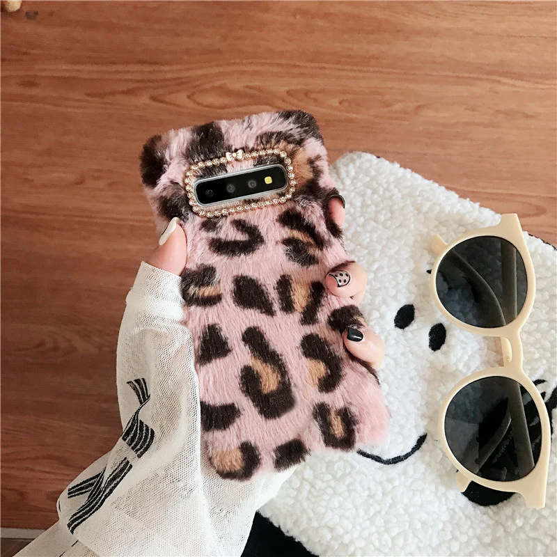 YHBBCASES для samsung Note 10 9 модный Леопардовый плюшевый чехол для samsung Galaxy S10 S8 S9 Plus зимний милый теплый пушистый мягкий чехол