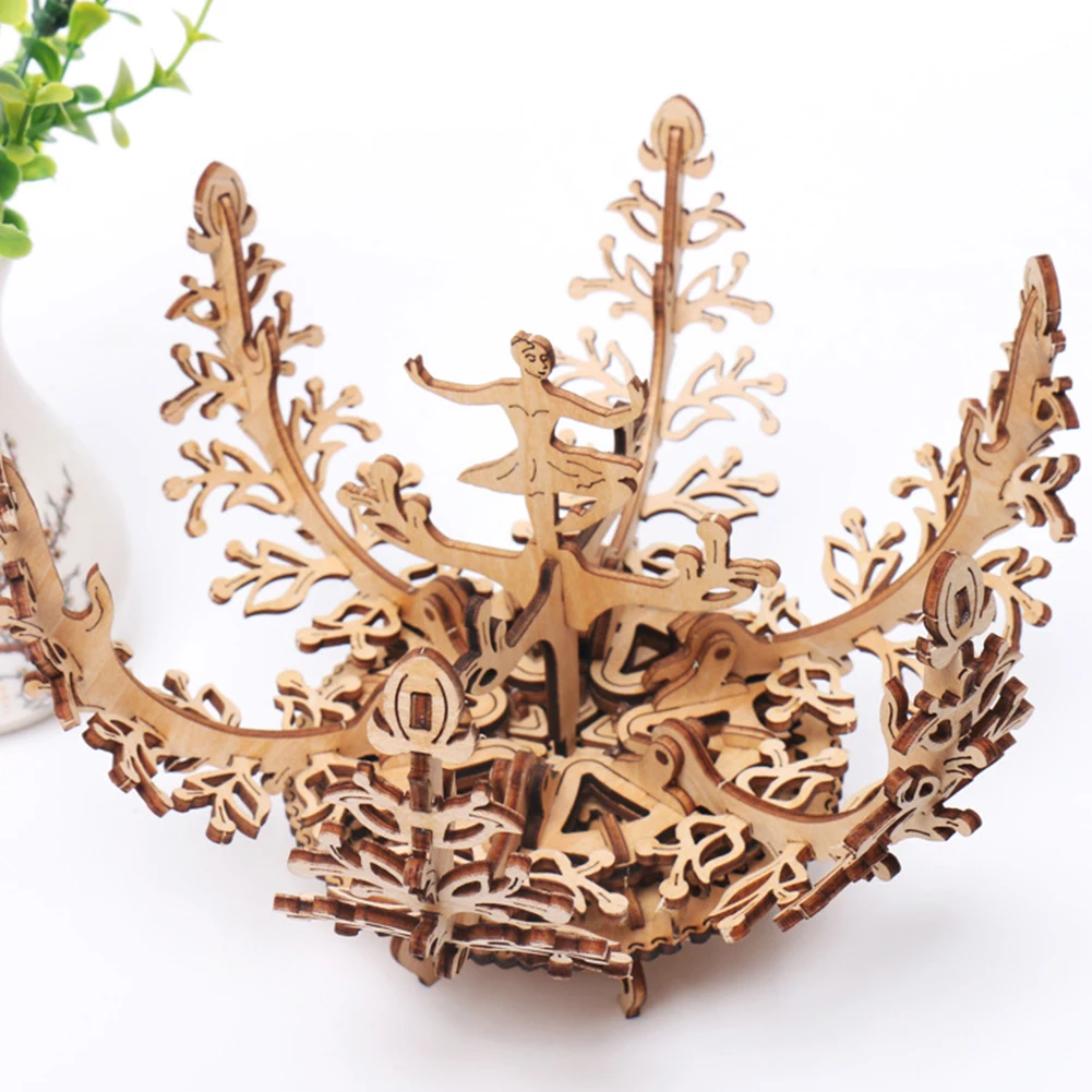 DIY Toy Eco-friendly Flower Adults Gift Wood Assembled Model Gear Rotate 3D Office Mechanical Transmission Decoration