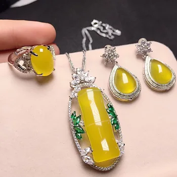 

Factory Direct Summer Set Three Piece Set 925 Silver Inlaid Natural Topaz Bamboo Set