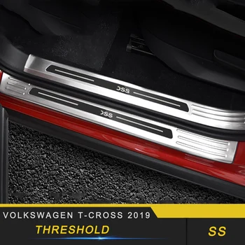 

For Volkswagen T-CROSS 2019 Car Styling Door Threshold Sill Scuff Plate Guard Welcome Pedal Stickers Exterior Accessories