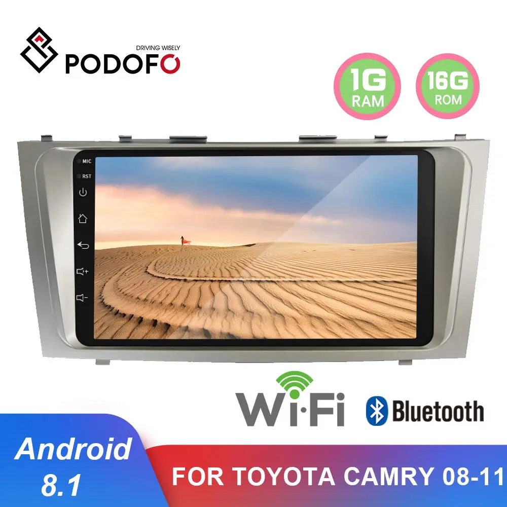 Автомобильный мультимедийный видеоплеер Podofo плеер на Android 8 1 с 9 "экраном GPS Wi Fi FM Bluetooth для Toyota Camry 08 11