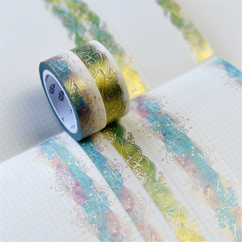 

High-Grade Bronzing Wave Pattern Washi Tape Scrapbooking Decorative Adhesive