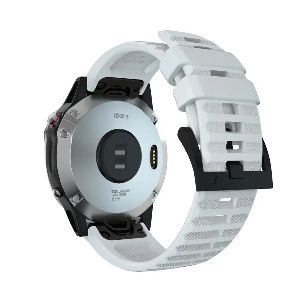 22 мм силиконовый ремешок для часов Ремешок для Garmin Fenix 6/6Pro/5/Forerunner 935 945 Смарт-часы браслет Спорт Correa для Instinct Band - Цвет: White