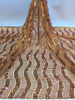 

New Sequins Lace Fabric 2019 High Quality Latest Sequins African Lace Fabric Wedding French Tulle Lace Fabric Nigerican Wedding