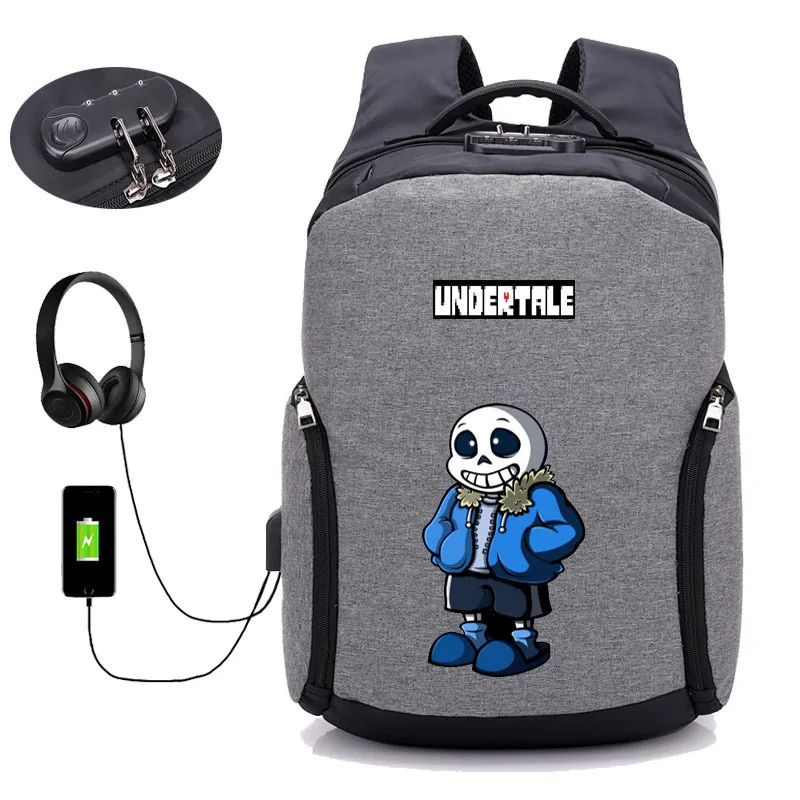 Аниме игра Undertale рюкзак usb зарядка рюкзак для мужчин wo мужчин дорожные сумки студенческая книга рюкзак ноутбук посылка - Цвет: 04