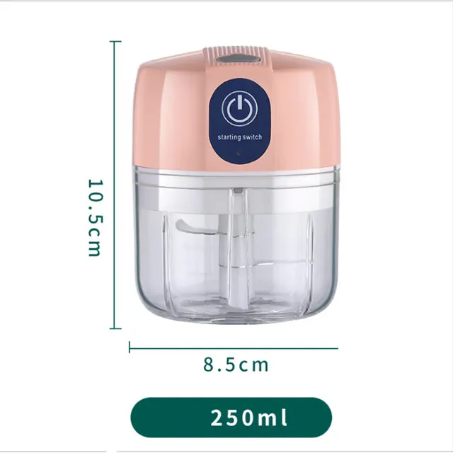 USB Crusher Masher Machine Garlic Chopper Meat grinder mini Vegetable chopper Food processor Blender Kitchen tools Meat grinder Pink 250ml