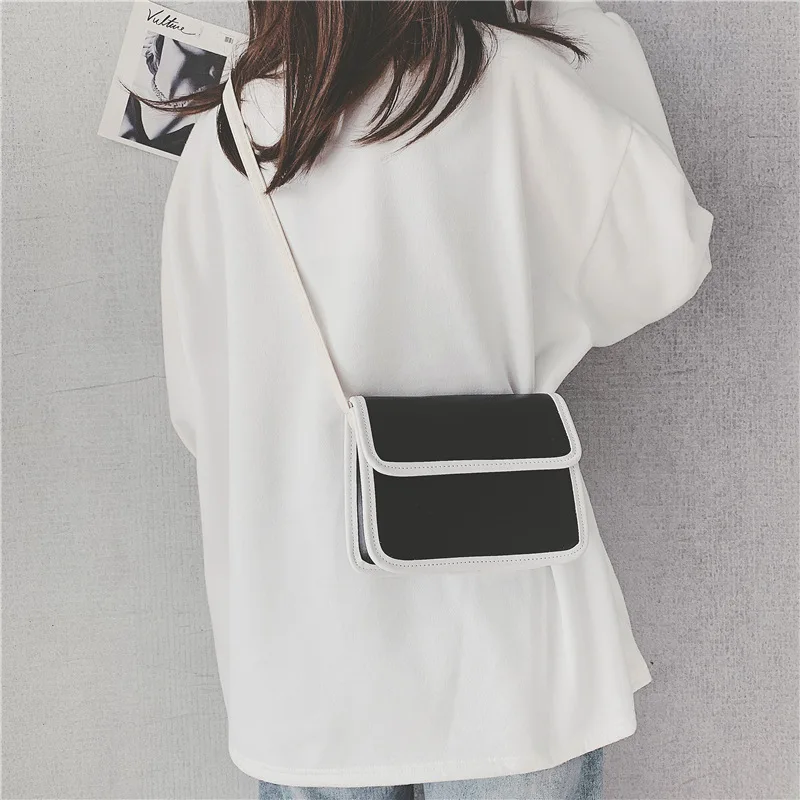 

Small Bag Women's Simple Retro Square Sling Bag Korean-style Versitile Fashion MORI Series Shoulder Bag GIRL'S Contrast Color Sh