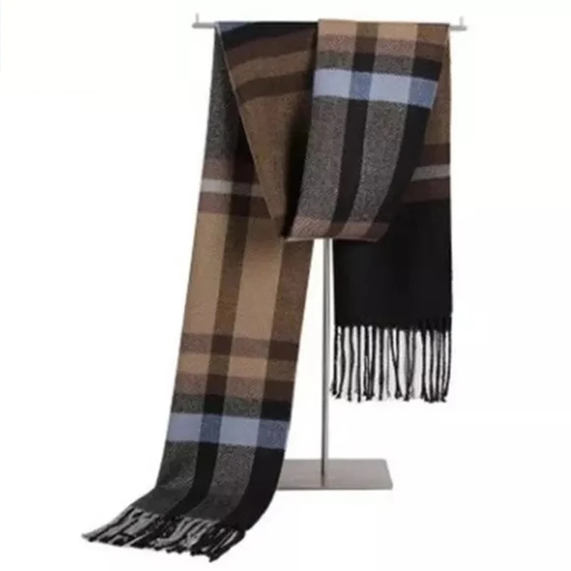 Autumn and winter new men's scarves warm Korean plaid imitation cashmere wild classic men and women scarf Shawl - Цвет: D003-12