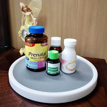 

360 Rotatable Kitchen Organizer Round Seasoning Bottle Holder Rack Desktop Cosmetics Tray HY99