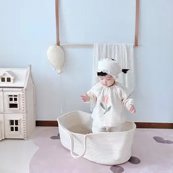 Baby Moses Basket Sleeping and Mattress Newborn Baby Sleeping Bed Cradle Moses Basket with Stand Travel Bed Co Sleeper 6