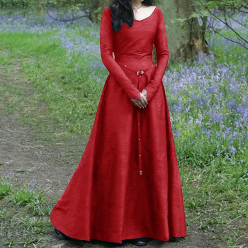 new Halloween Cosplay Costumes Scary Vampire Witch Costume for Women Medieval Maxi Dress