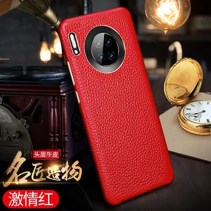 Красный Защитный чехол из натуральной кожи для huawei mate 30, роскошные аксессуары для huawei mate 30 Pro Funda Capa - Цвет: Красный