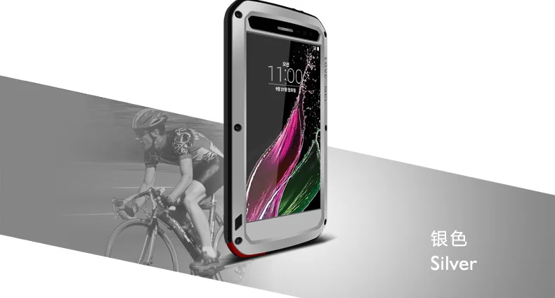 Мощный чехол Love Mei для LG Zero/LG Class/H740, водонепроницаемый противоударный алюминиевый чехол с бесплатным закаленным стеклом - Цвет: Серебристый