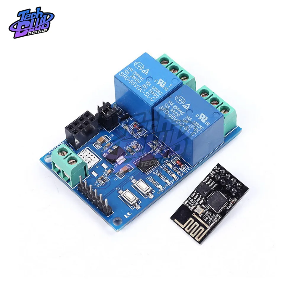 Релейный модуль постоянного тока 5 в 2 канала ESP8266 ESP 01 ESP01 WIFI Беспроводная плата