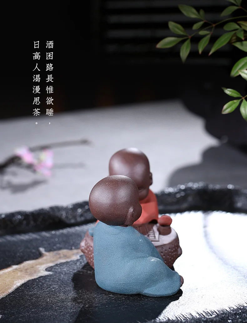 Clay Tea Ornaments Consignment Fully Entirely Handmade Chess Monk Sculpture Wholesale Small Decoration Manufacturers a Generatio