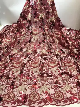 

African 3D Flowers Sequins Tulle Lace Fabric 2019 African French Lace Fabric High Quality Nigerian Embroidery Tulle French Lace