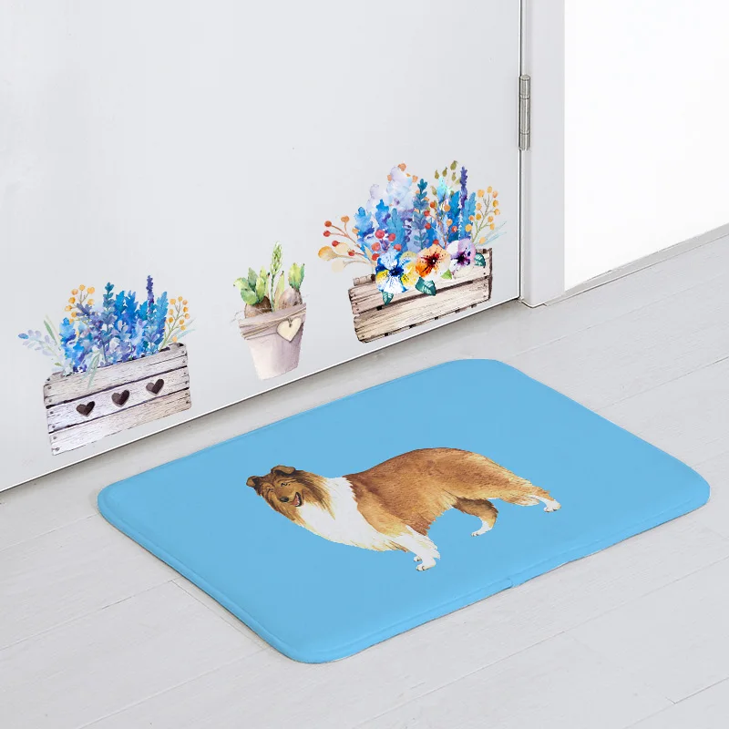 Fluffy Cute Floor Mat Bichon Samoyed Collie Beagle Dog Kitchen Mat Living Room Bathroom Non-Slip Coral Fleece 50*80Cm Door Mat - Цвет: 7
