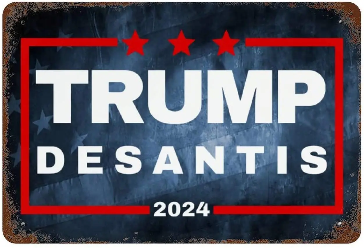 

EVISUK Trump Desantis '24-Trump and Ron-Desantis for President Retro Metal Sign for Plaque Poster Cafe Wall Art Sign Gift