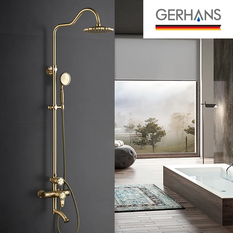 GERHANS Faucet K19018 душавая система со смайзером и тропическим душем Цвет: античня Борза