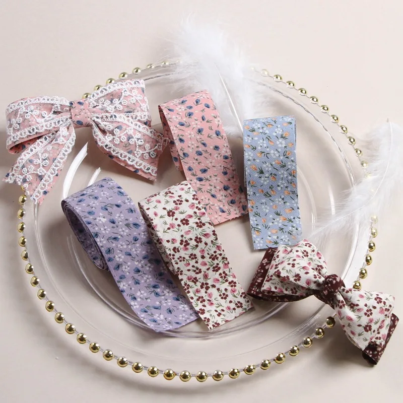 5 yards Double-sided floral chiffon Ribbon DIY Crafts Wedding Party Decor Gift Bouquet Packaging Hairwear Bow Material ribbon decoration,ribbon supplies,webbing craft supplies,chiffon silk ribbon,chiffon ribbon